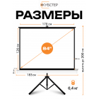 Экран на штативе КУБСТЕР с возвратным механизмом 170 на 126 см (4:3), 84 дюйма