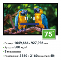 Интерактивная панель 75 дюймов HAVIS HWST75-IFPD02 с ИИ камерой, Android 14