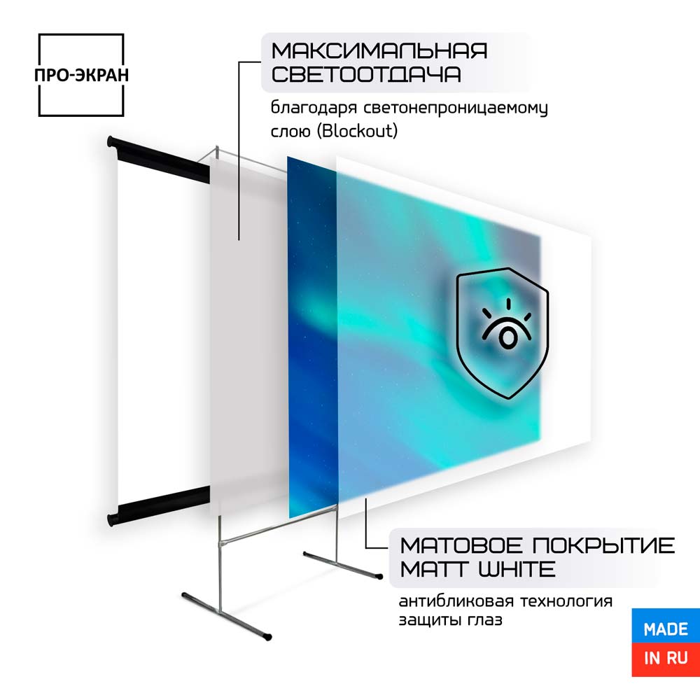 Экран на штативе ПРО-ЭКРАН 250 на 140 см (16:9), 113 дюймов